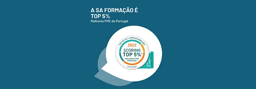 Logotipo Scoring, indica que a SA Formação está no top 5% das melhores PME de Portugal.