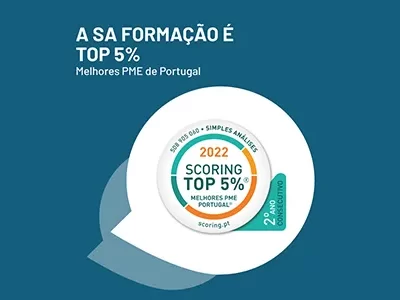 Logotipo Scoring, indica que a SA Formação está no top 5% das melhores PME de Portugal.